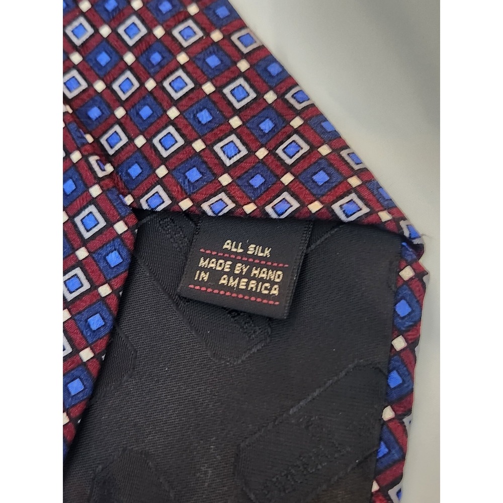 Ferrell Reed for Nordstrom Mens Silk Geometric Pattern Necktie Made in America - Picture 3 of 6